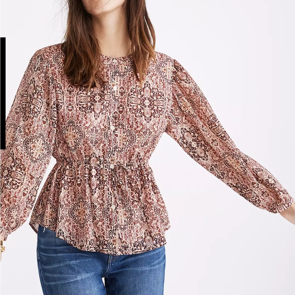 Madewell Drawstring Top In Kaleidoscope Print